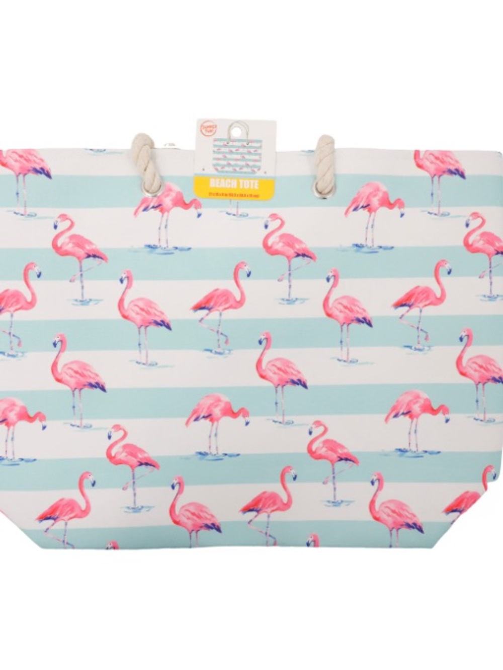 Striped Flamingo Beach Tote